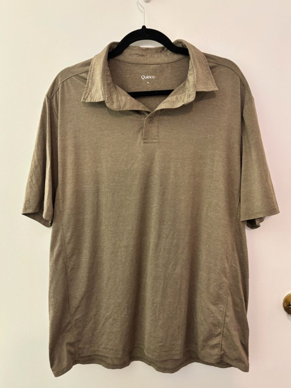 Quince Men's Performance Polo Tshirt Size XL Brown/Olive Green